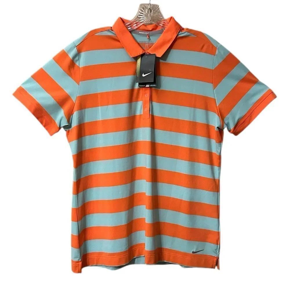 NEW Nike Golf Tour Performance Orange and Light Blue Polo